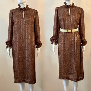 1970&#39;s Chocolate Brown Sheer Dress