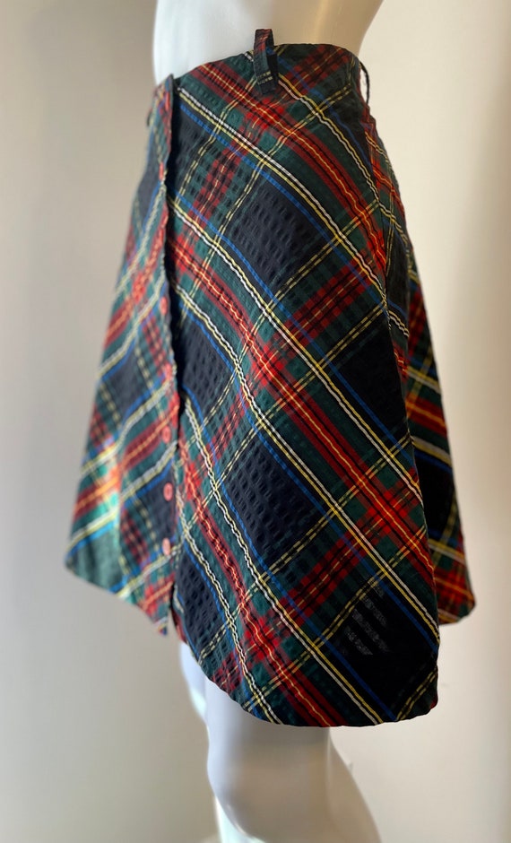 1970's Tartan Plaid Seersucker Skirt Free Shipping - image 3