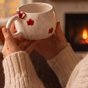 Autumn Falling Leaves Ceramic Mug | Handmade Fall Coffee Mug | Autumn Tale Collection | Cozy Autumn Gift | Cottagecore Mug | Gift Ready
