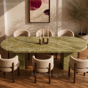 1. Luxury Green Onyx Dining Table, Oval Onyx Marble Table, Modern Stone Dining Table, Luxury & Modern  Table, Custom Furniture