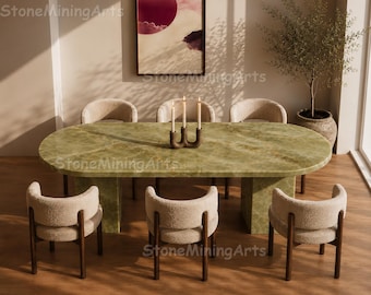 1. Luxury Green Onyx Dining Table, Oval Onyx Marble Table, Modern Stone Dining Table, Luxury & Modern  Table, Custom Furniture