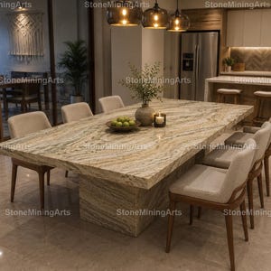 Luxury Tiger Onyx Dining Table | Natural Onyx Stone Dining Table | Oval Marble Dining Room Furniture | Modern Table Tiger Onyx Oval Dining