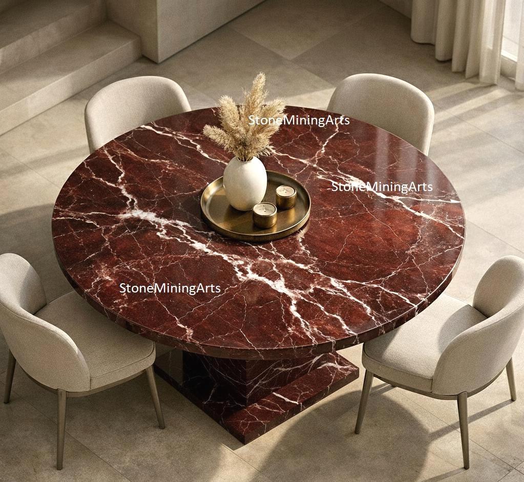 Table à manger Ronde Eterna - Marbre Noir Premium⎥Atelier Travertin