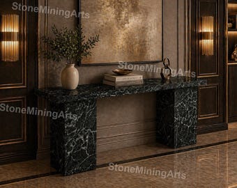 高級ネロマルキーナ大理石コンソールテーブル、黒大理石玄関テーブル、モダンミニマリスト廊下コンソールテーブル、特注大理石家具