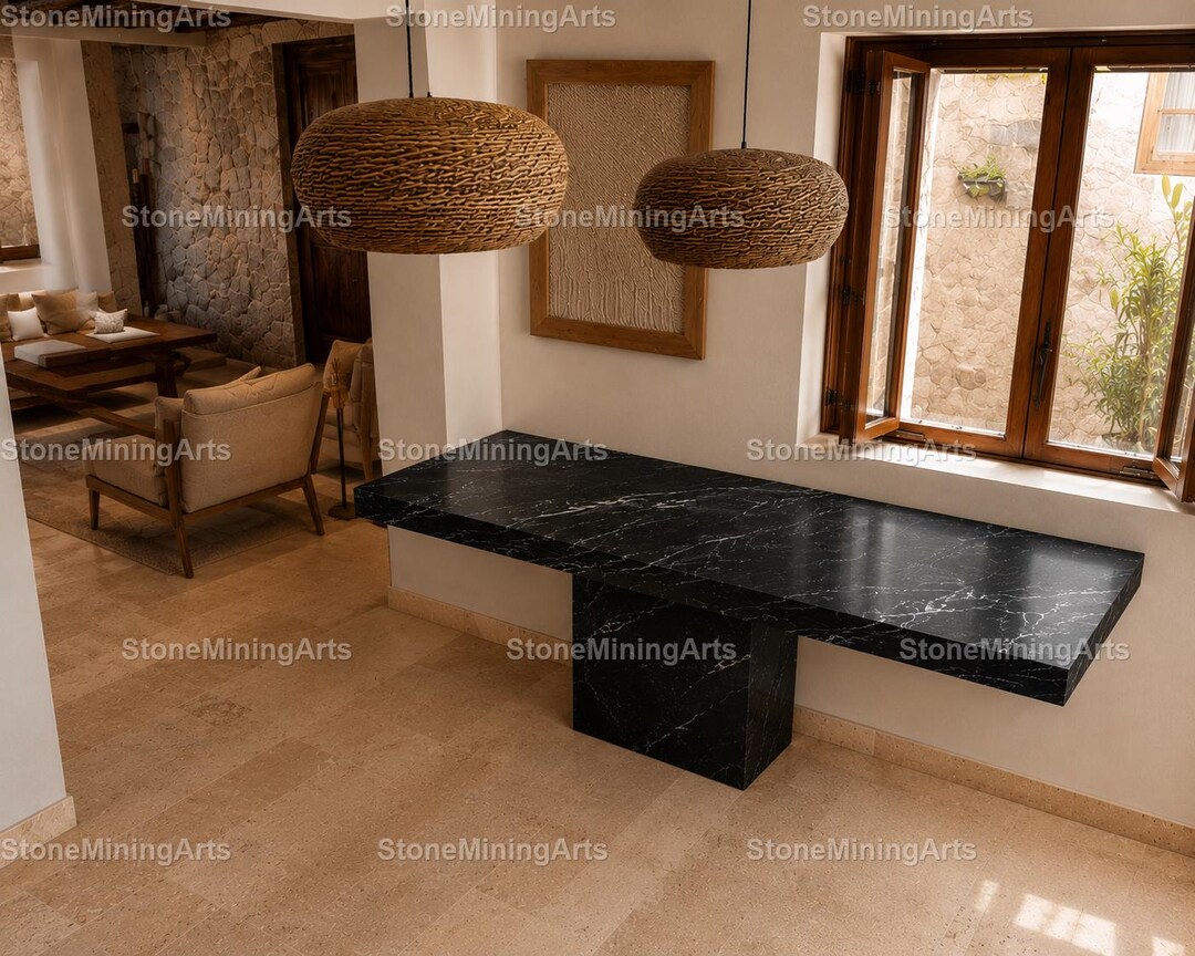 Black Spider Marble Console Table Top | Luxury Modern Entryway Table ...