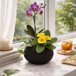 Modern Ribbed Planter "ICARUS" | 3D Printed Planter | 3, 4, 5, 6 inches Pots | 18 Colors