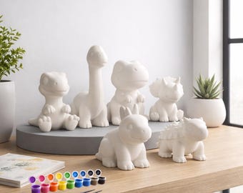 DIY Dinosaurs Painting Kit | 3D Printed Craft with Paint, 6 Dinos, Brushes