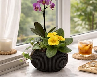Modern Ribbed Planter "ICARUS" | 3D Printed Planter | 3, 4, 5, 6 inches Pots | 18 Colors
