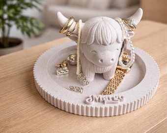 Personalized Bull Ring Holder Tray | Modern Farmhouse Jewelry Organizer | 18 colors