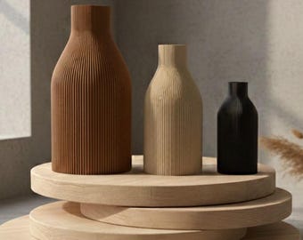 Ribbed "RIMLUND" Vase | Modern Minimalist 3D Printed Home Decor | 18 colors