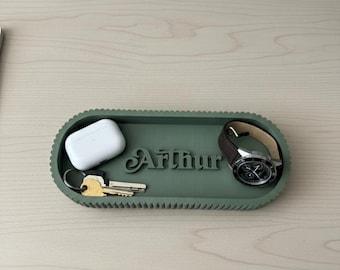 Personalized Valet Tray | Custom Engraved Catchall Dish for Keys, Wallet, Watch & Jewelry | 18 Colors