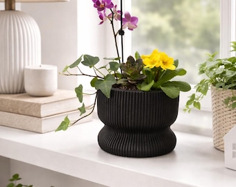 Modern Ribbed "LJUSA" Planter | 3D Printed Planter | 3 4 5 6 Inch Pot | 18 Colors