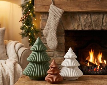 Ribbed Modern Christmas Tree | 3D Printed Home Decor | 18 colors