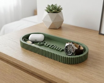 Personalized Engraved Catchall Dish | Custom Valet Tray for Keys, Wallet, Watch & Jewelry | 18 Colors