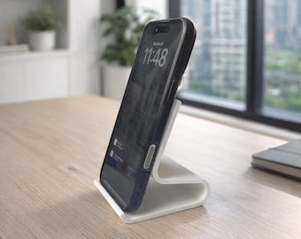 Modern Phone Stand | Minimalist Desk iPhone Stand | 3D Printed | 18 colors