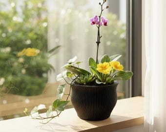 Modern Ribbed Planter "LAURA" | 3D Printed Planter | 3, 4, 5, 6 inches Pots | 18 Colors