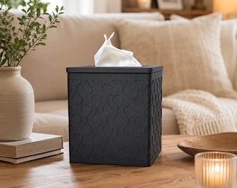 Tissue Box Cover with Lid | Square | Modern Textured Home Decor | 24 Colors