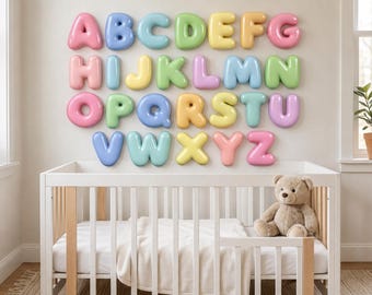 Custom Puffy Baby Name Sign | Personalized Colorful Wall Letters | Glossy Nursery Decor | 24 Colors