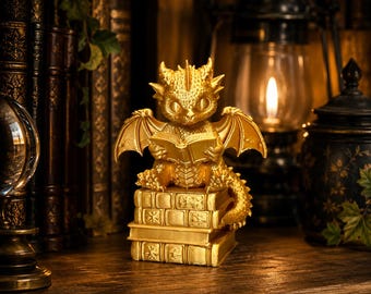 Dragon Reading on Books |  4 inches | 24-Color Bookshelf Decor