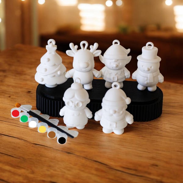 Kit de pintura para adornos navideños DIY, manualidad navideña impresa en 3D