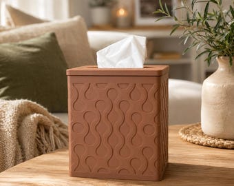 Minimalist Tissue Box Holder with Lid | Decorative Bathroom Accessory | 24 Colors