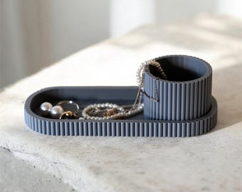 Modern Ribbed Organizer Tray | 3D Printed Vanity Tray | 18 colors