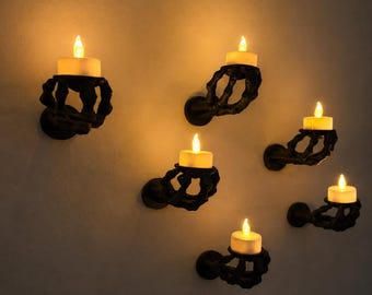 Spooky Wall Hand Decor | Halloween LED Candle Holder Decoration | 24 colors