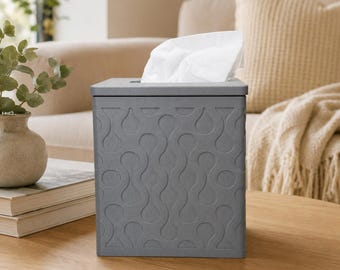 Square Tissue Box Cover with Lid | Modern Bathroom Decor | 24 Colors