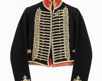 Napoleonic Military Hussar Jacket Black Jimi Hendrix Style Tunic Pelisse Parade Coat