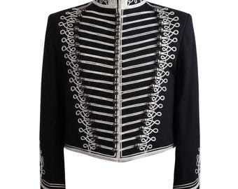 Black Hussar Jacket: Braided Military Parade Coat, Ringmaster Style