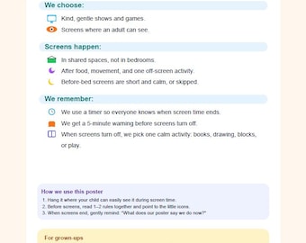 Kids Screen Time Rules Printable | Calm Family Plan (Digital Download PDF)