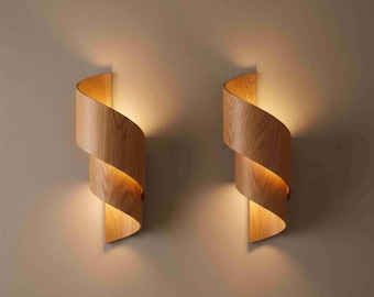 Helix Oak Wall Sconce – Handmade Wooden Spiral Wall Light