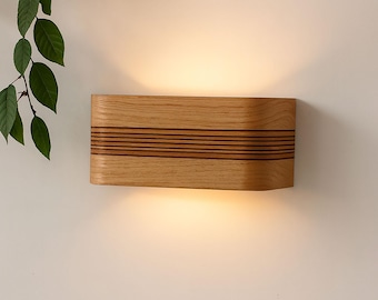 Handcrafted wood wall sconce, horizontal reclaimed olive lamp, unique wood light,Olive & Oak mix lighting, Wandlampe, applique murale