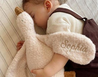Handmade Personalized Embroidered Duck Sleep Companion for Baby & Toddler