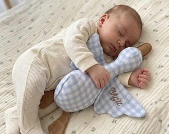 Organic Muslin Goose Sleep Companion, Cream Boho Plush Toy, Newborn Baby Shower Gift