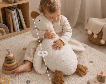 Coussin en peluche canard géant, doux et bouclé, 82 cm, décoration pour chambre d'enfant, jouet câlin à câliner