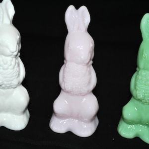Mosser Glass Standing Bunny with Basket Your Choice of Jadeite, Milk Glass or Crown Tuscan MADE IN AMERICA