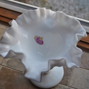 Fenton Milk Glass Hobnail Ruffled Small Comport