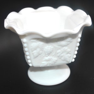 Rare Westmoreland Small Square Lipped Milk Glass Dish on Pedestal