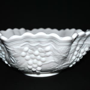 Imperial Glass 10&quot; Round Crimped Bowl Vintage Grape Milk Glass