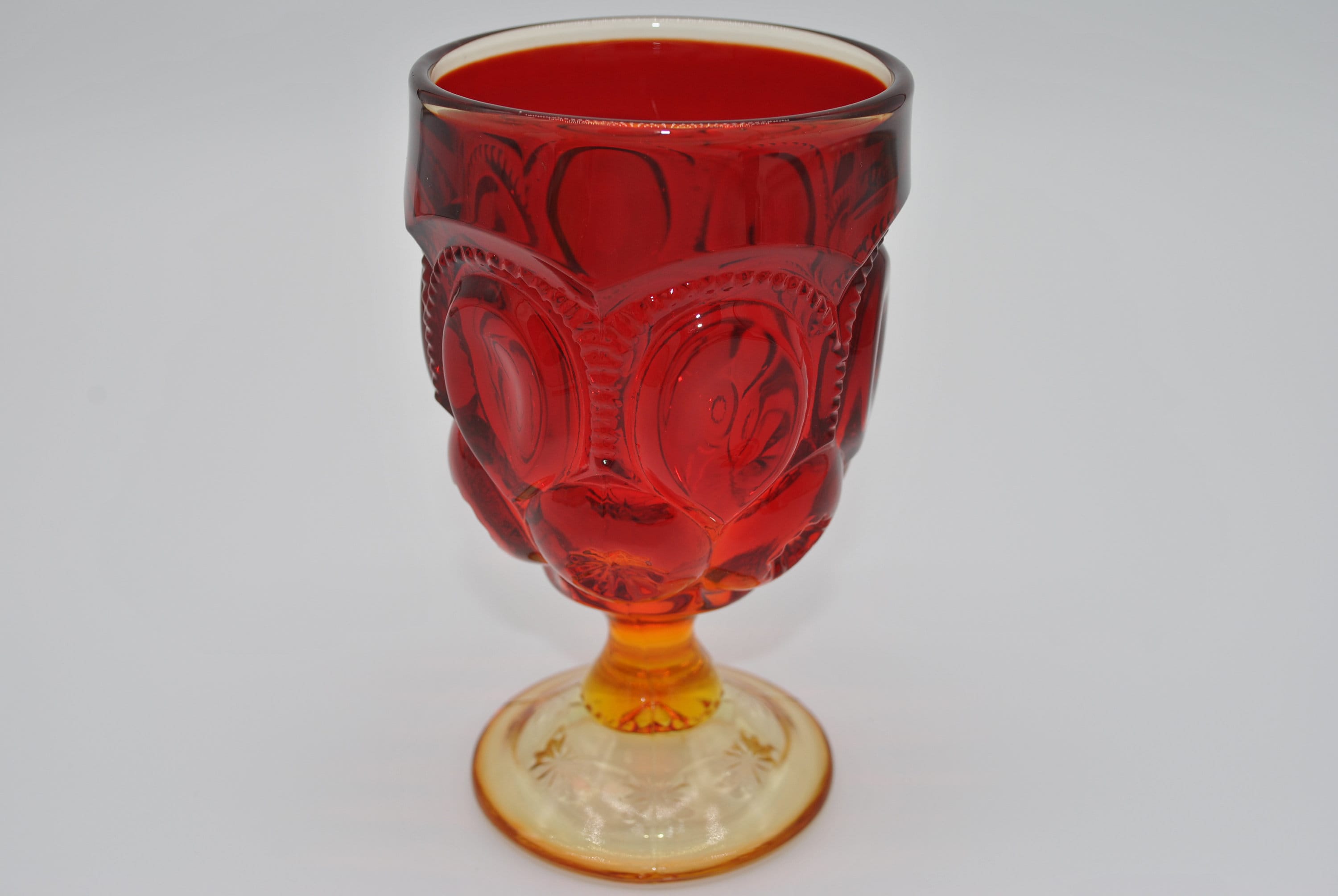 L.E. Smith Moon and Stars Cadmium Amberina Goblets - Etsy