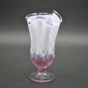 Fenton Rose Opalescent Lily of the Valley design Swung Handkerchief Vase