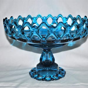 Westmoreland Bermuda Blue, Aqua Footed Cupped Bowl in The Doric Pattern