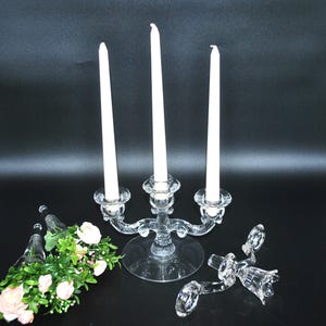 Vintage Cambridge Epergne with 1 - Three Light Candlestick, 1 - Vase Arm 1 - 2 Vases Weddings, Showers USED