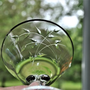 Fostoria Clear Tall Sherbet / Champagne Cut Crystal Bridal Belle with Platinum Trim