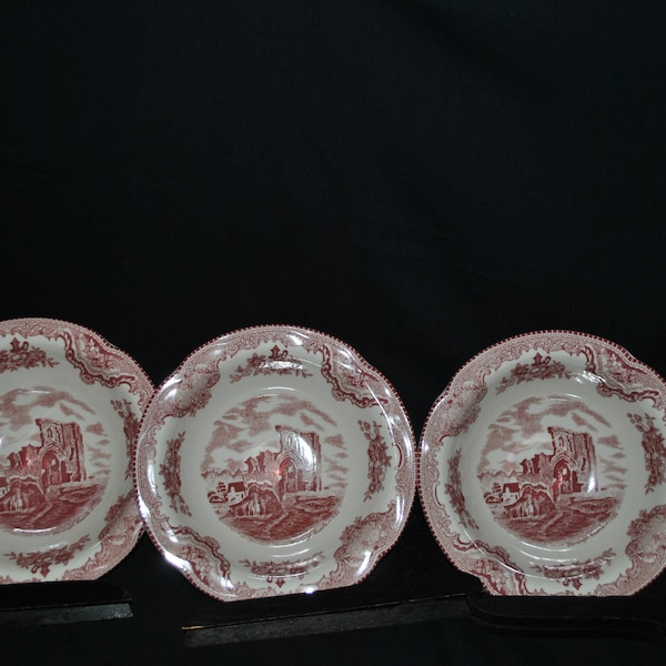 Johnson Brothers Rimmed Cereal Bowl in The Old Britain Castle Transferware in The Pink the New Marking Discontinued