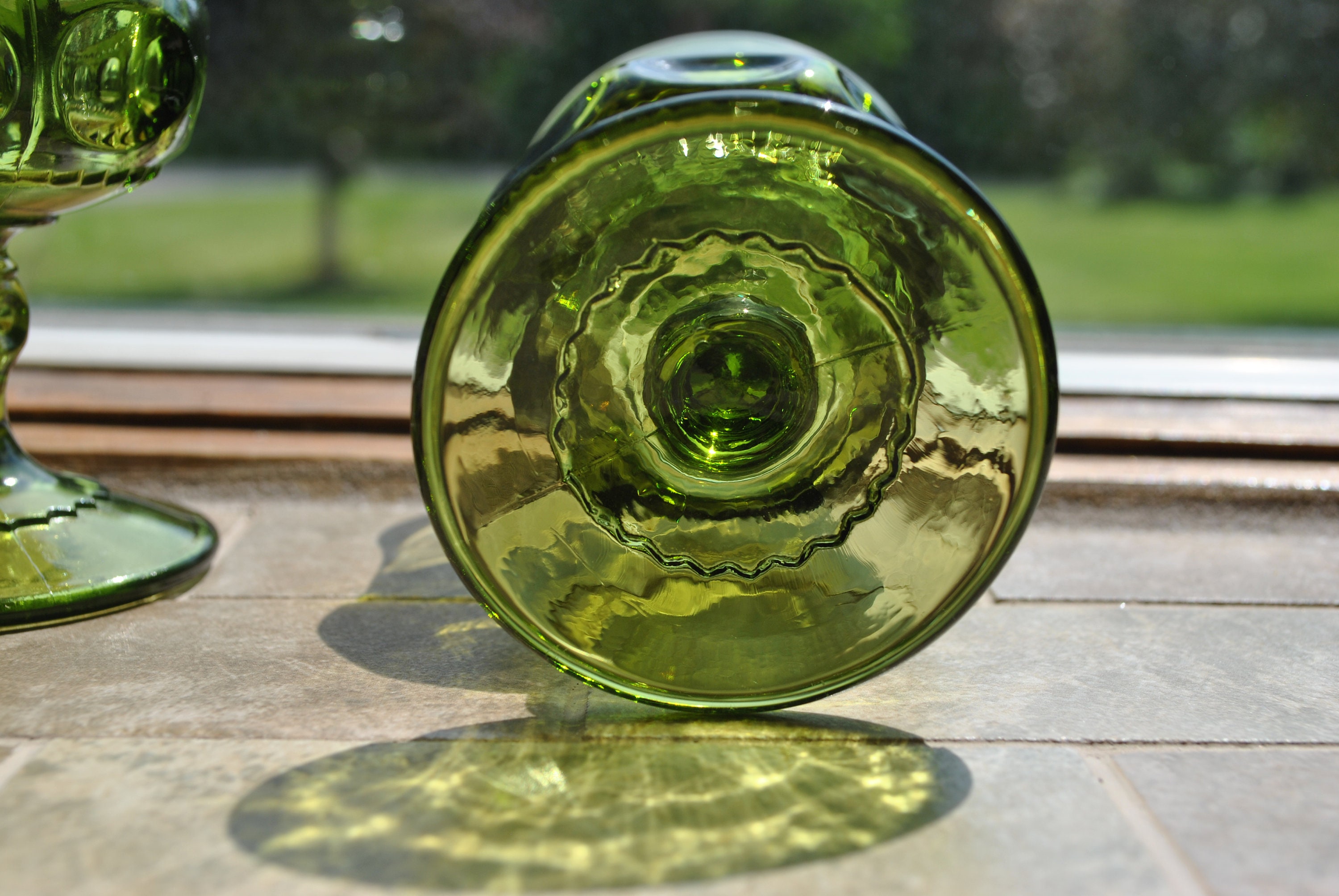 Colony Glass / Indiana Glass King Crown Green / Avocado 3 Wine Glasses ...
