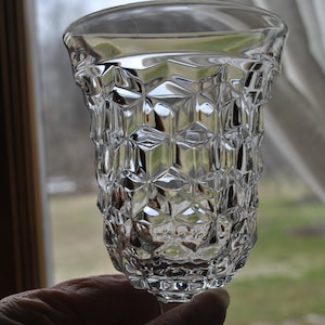 Fostoria Clear Low Water 6 Goblets in American Pattern Cubes Blocks.