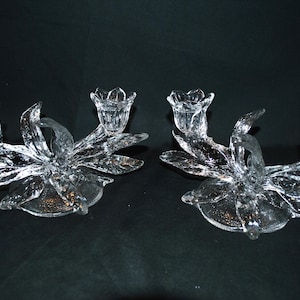 Cambridge Everglade Clear Pattern A Pair of Double Candlestick Holders