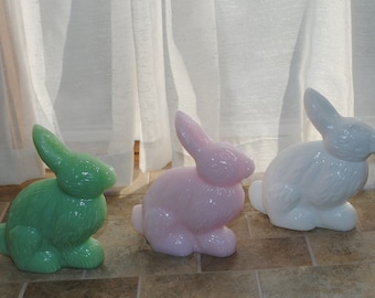 Mosser Glass Sitting Bunny Your Choice of Milk Glass, Jadeite, or Crown Tuscan